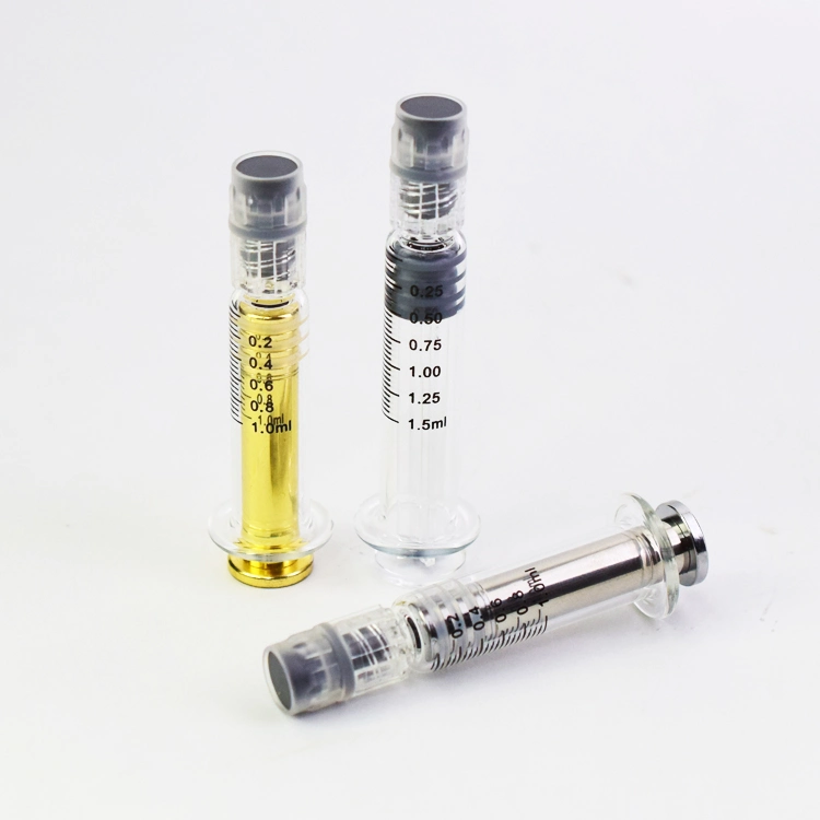 High Quality 0.5ml 1ml 1.5ml 2.25ml 3ml 5ml Luer Caps Luer Lock Oil Prefilled Glass Syringe