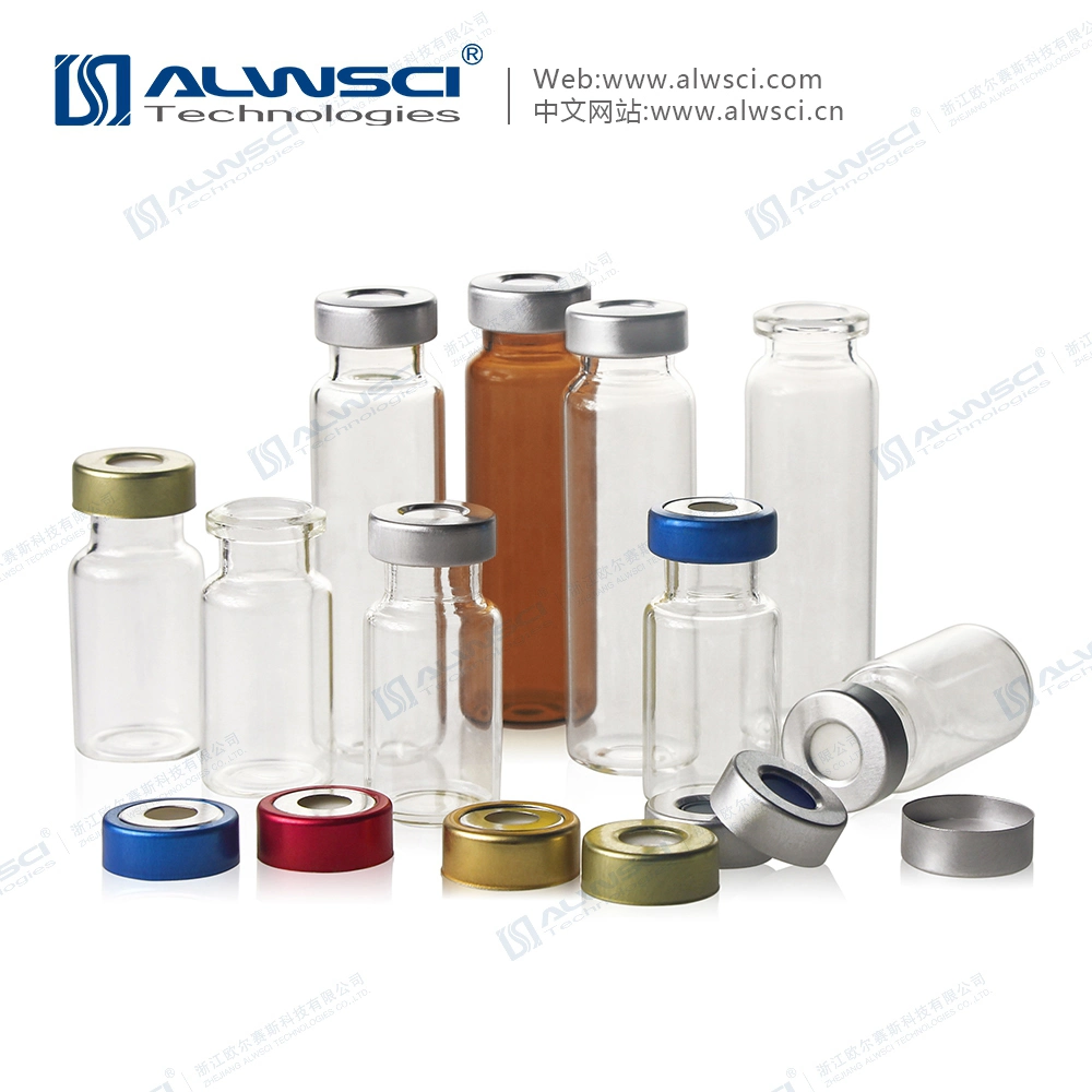 Alwsci Gc Vials Aluminum Crimp Cap with Moulded Grey PTFE/Butyl Septa