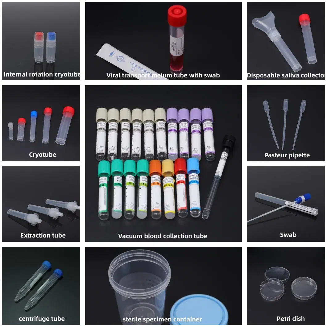 Medical Hospital Disposable Plastic PP/Pet/Glass Purple Cap Clot Activator Sodium Citrate 5ml K2 K3 EDTA Purple Cap Vacuum Serum Blood Collection Tube